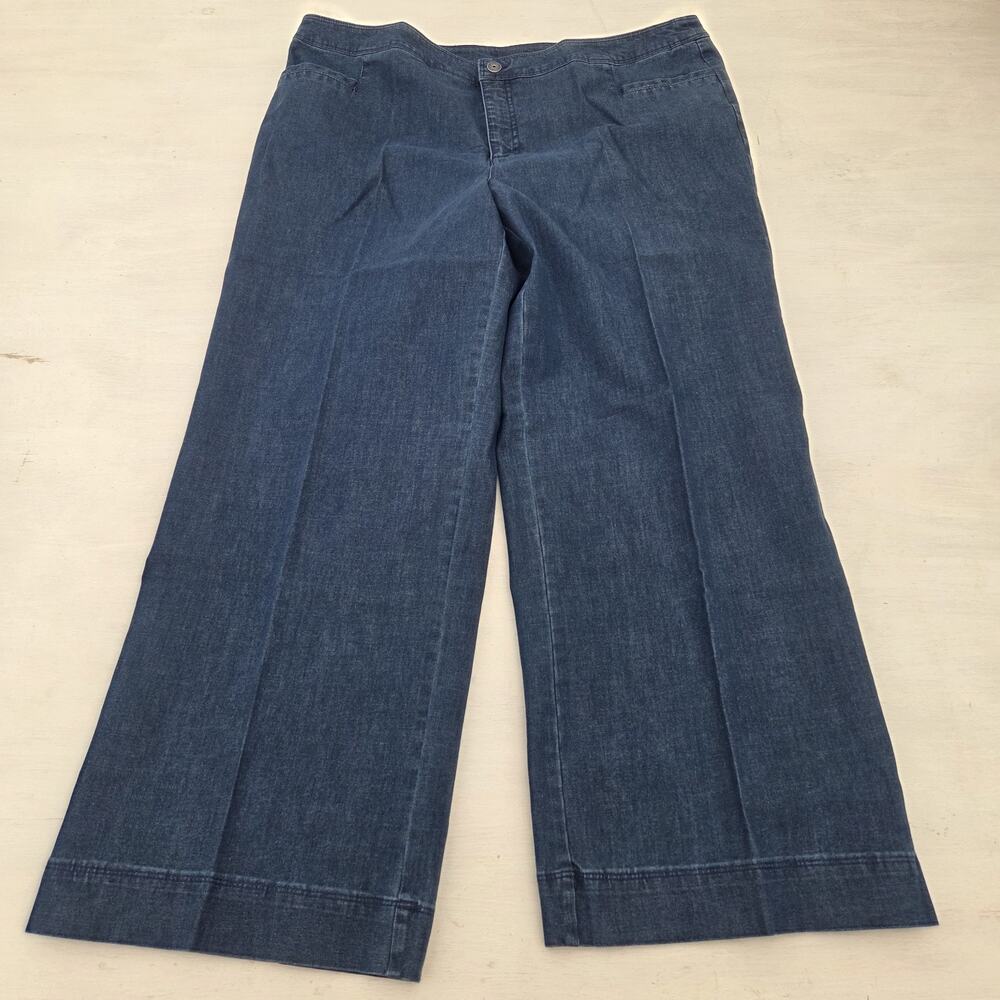 Isaac Mizrahi Live Denim Jeans 20W Plus Sz Blue Pockets Wide Leg Baggy